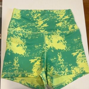 Fleo Vibrant Green and Yellow Athletic Shorts for Women